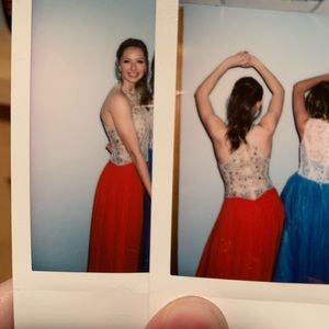 Red full length prom dress